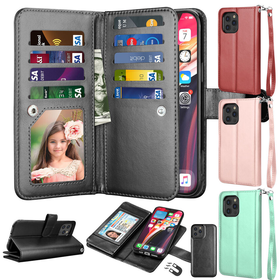 For iPhone 15 14 13 12 11 Pro Max XR 7 8 Magneti Leather Wallet